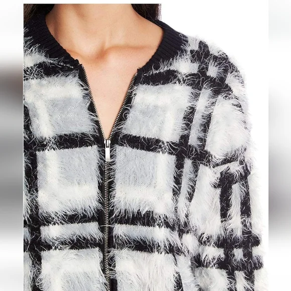 Women's 1.State Plaid eyelash sweater jacket-sz S - Picture 3 of 8